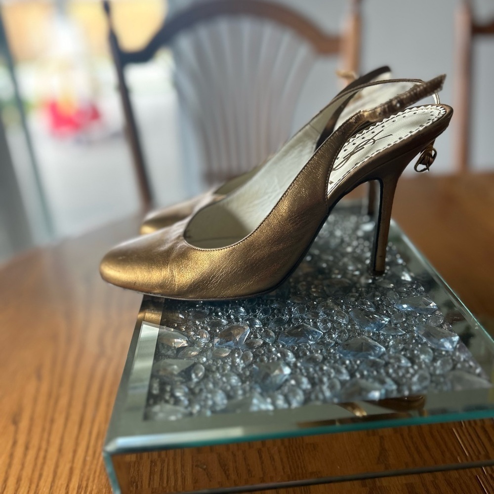 YSL Vintage Gold Slingback - Picture 6 of 11